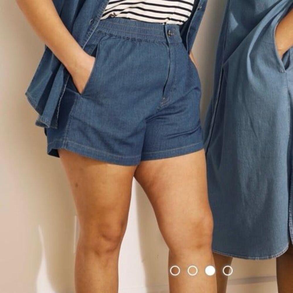 Universal Standard Capri Chambray Shorts Vanity Size Med Plus Size 18-20 NEW NWT